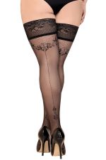 Schwarze Halterlose große Größen mit Fantasiemuster – 438 Ballerina