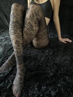 Roxane – Schwarze Strumpfhose große Größen mit Blumenmuster – Veneziana