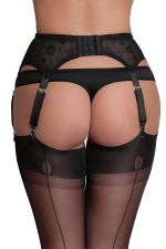 Diora – Schwarzer Spitzen-Strumpfhalter mit 6 Haltern