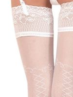 Sexy halterlose weiße Strümpfe mit Schnürmuster – Ballerina