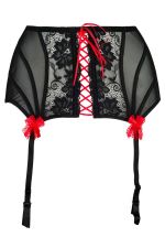 High Heels – Schwarzer Strapsgürtel mit roter Schnürung – Axami