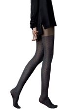 Grey Cat – Fantasie-Strumpfhose mit Halterlosen-Effekt und Plumetis-Muster – Fiore