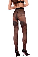 Meridany – Fantasie-Strumpfhose für Damen in Schwarz mit grauem Muster – Livco