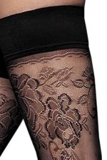 Clara – Halterlose Schwarze Strümpfe mit Tattoo-Effekt – Veneziana