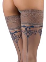 Sexy selbsthaltende Nahtstrümpfe in Grau und Blau – Ballerina 471