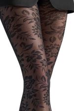 Roxane – Schwarze Strumpfhose große Größen mit Blumenmuster – Veneziana