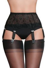 Diora – Schwarzer Spitzen-Strumpfhalter mit 6 Haltern