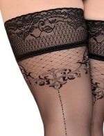 Schwarze Halterlose große Größen mit Fantasiemuster – 438 Ballerina