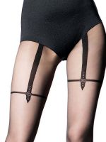 Magnetize – Schwarze Sexy-Strumpfhose mit Naht und Straps-Effekt – Knittex