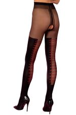 Nitorim – Sexy offene Strumpfhose mit rotem Schnüreffekt – Livco