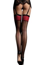 Scarlett – Schwarze Strümpfe mit roter Naht für Strumpfhalter – Fiore