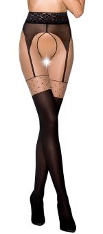 Offene Strumpfhose mit Strapsgürtel-Optik – Passion