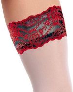 Nocturne – Rote und schwarze Strümpfe mit Spitzenabschluss – Fiore
