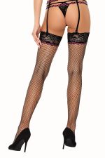 Tamerin – Schwarze Netzstrümpfe mit Spitze – Livco Corsetti