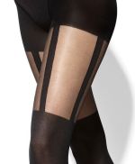 Monique – Schwarze Strumpfhose in großen Größen mit Halterlos-Effekt – Adrian