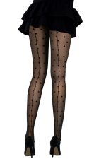 Schwarze Nahtstrumpfhose mit Tupfenmuster – 20 Denier