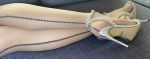 Sexy Strumpfhose Hautfarben und Schwarz mit Strumpf- und Strapsoptik – Ballerina 307