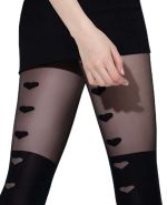 In Love – Schwarze Fantasie-Strumpfhose mit Herzmuster – Knittex