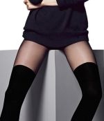 Chloe – Schwarze Fantasie-Strumpfhose mit blickdichtem Overknee-Effekt – Veneziana