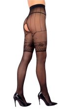 Napama – Schwarze Strumpfhose für kurvige Frauen mit Schrittöffnung – Livco