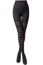 Axel – Schwarze blickdichte Strumpfhose mit originellem Riss-Effekt – Gabriella
