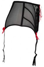 High Heels – Schwarzer Strapsgürtel mit roter Schnürung – Axami