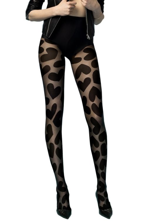 Sweetheart – Design-Strumpfhose mit großen Herzmotiven – Fiore