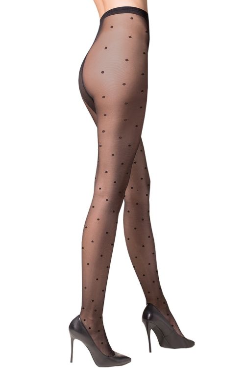 Puntina – Schwarze Damenstrumpfhose mit Tupfenmuster – Gabriella