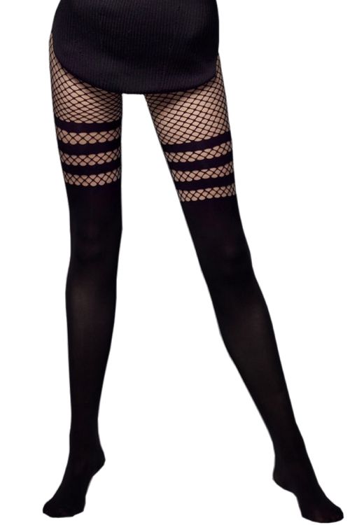 Luna – Fantasie Strumpfhose mit grobmaschigem Netz und blickdicht – Veneziana