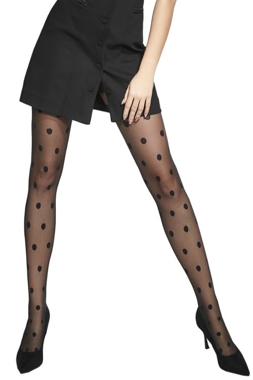 Pauline – Große Größen schwarze Strumpfhose mit Punkten – Adrian