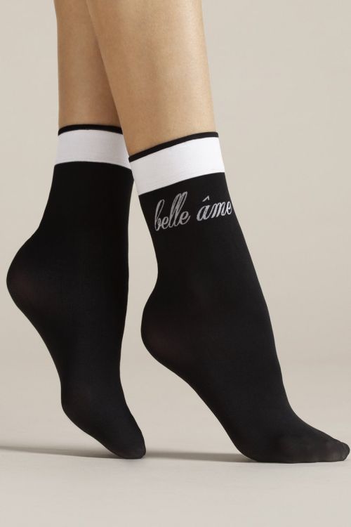 Belle Âme – Kurze Damensocke in Schwarz und Weiß – Fiore