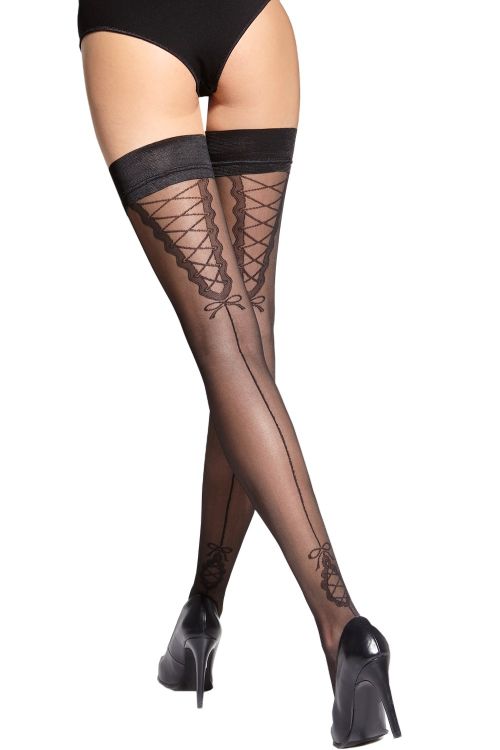 Dahlia – Sexy selbsthaltende Strümpfe in großen Größen mit Nahtmuster