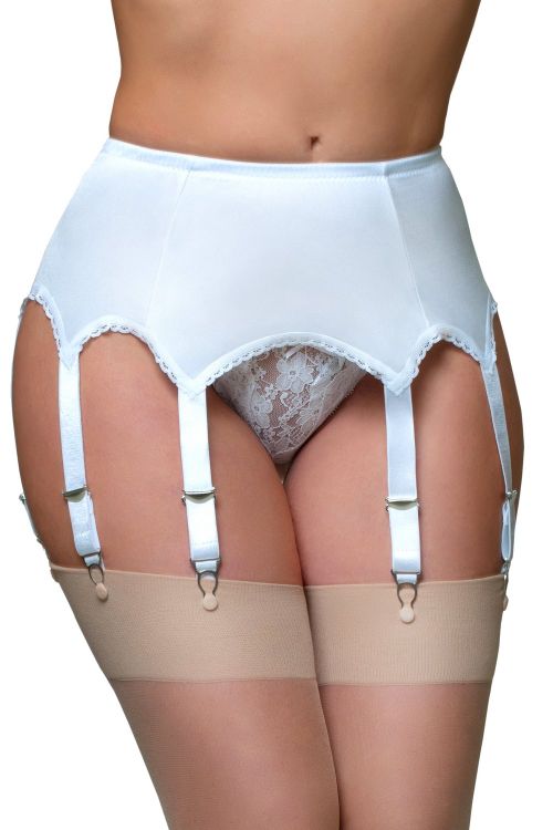 Charis – Weißer Vintage-Strumpfhalter mit 8 Haltern