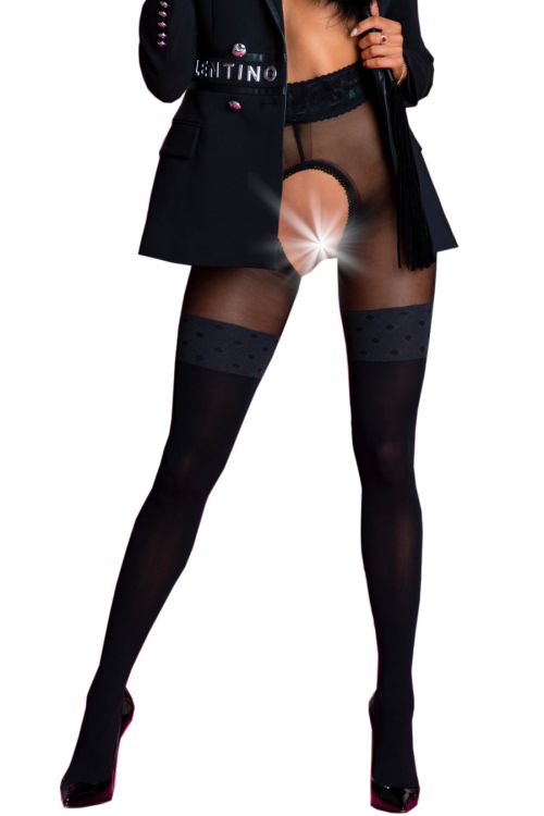 Secretary – Sexy Strumpfhose mit offenem Schritt und blickdichtem Strumpf-Effekt – Amour