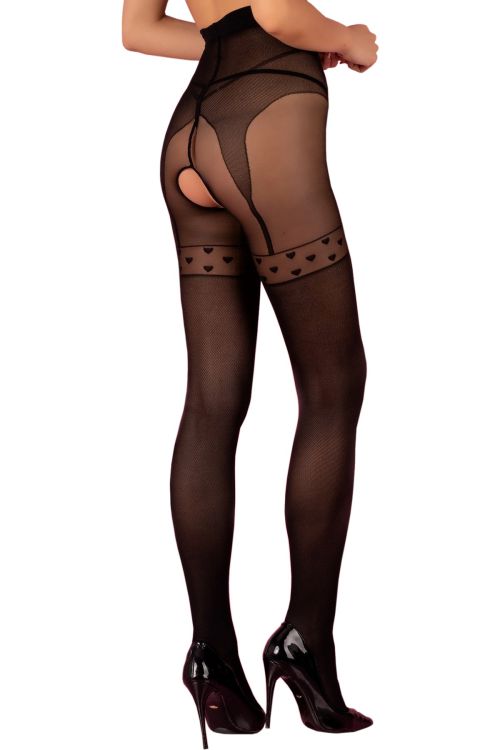 Torimini – Große Größen Offene Strumpfhose mit Straps-Optik – Livco