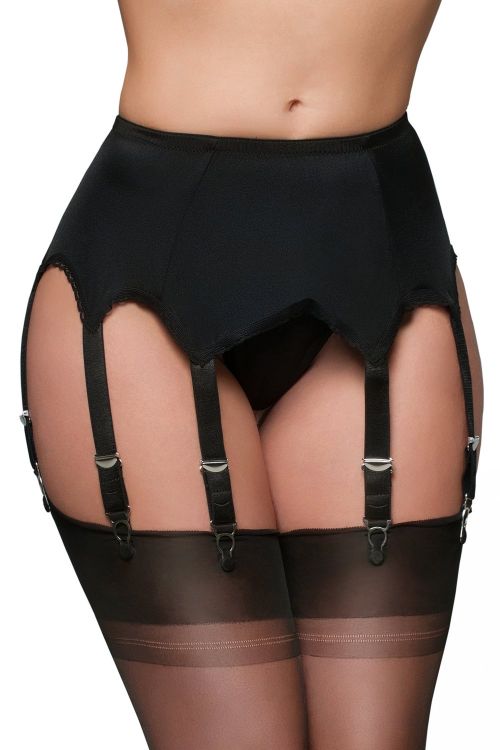 Charis – Schwarzer Vintage-Strumpfhalter mit 8 Halterungen